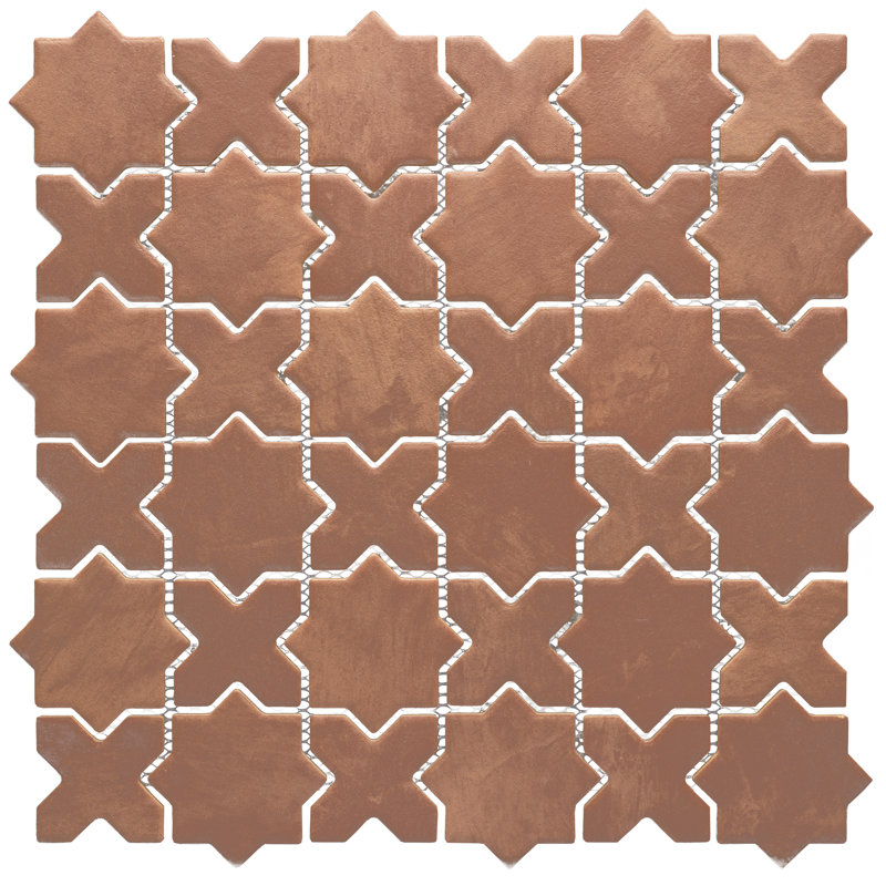 Sentier Des Cotto Star W/Cross 11-7/8 In. X 11-7/8 In. Porcelain Mosaic Tile