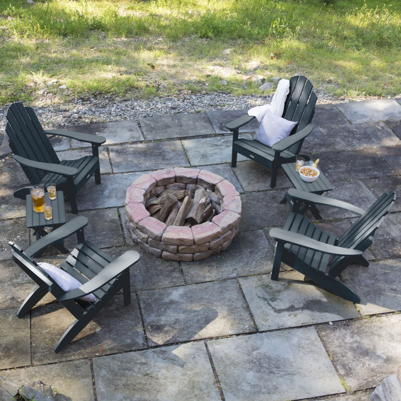Anette Plastic Adirondack 6-Piece Conversation Set , Federal Blue