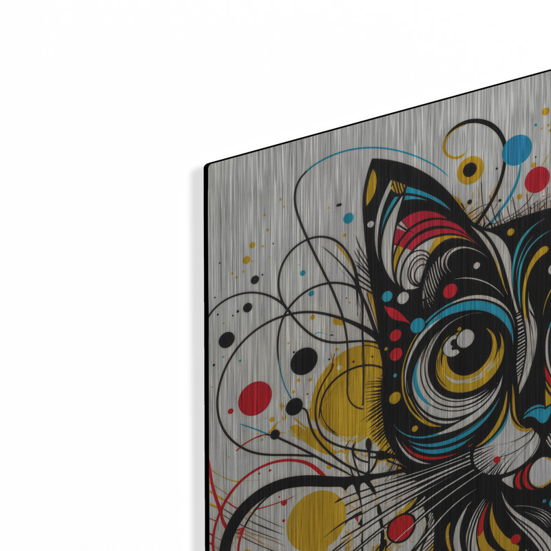 «Cat Abstract 3» par Rey Klimt, art mural en métal, H 24 po x l 24 po