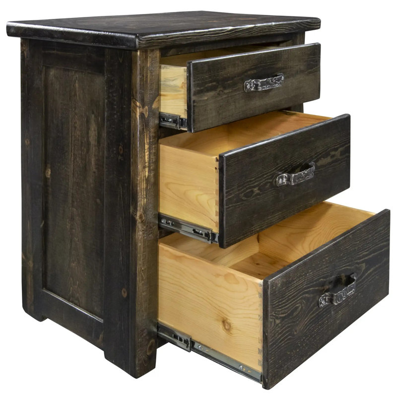 Commode 3 tiroirs Bigstone avec accents en fer forgé Bigstone, Teinture jacobien / laque transparente