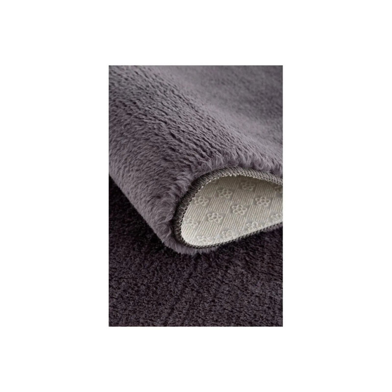 Luxueux tapis gris foncé de 59,1 po de diamètre | 100% polyester, hauteur des poils: 0,8 po | Dessous moelleux antidérapant, antibactérien, antiallergénique, antistatique | Lavable à la machine à 86 ° F pour un entretien facile