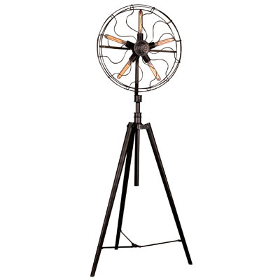 5-Light Rustic Bronze Floor Lamp With A Fan Shape Shade