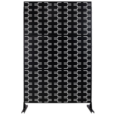 Paravent d'intimité extérieur et intérieur en métal, 193 cm (H) x 122 cm (L), autoportant, décoratif, pour terrasse, balcon ou patio, panneaux de clôture pour jardin et pelouse, PS112 NOIR