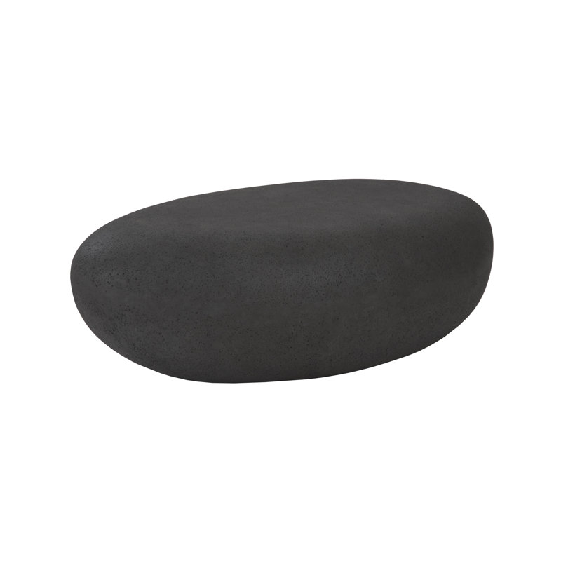 River Stone Drum Coffee Table, Charcoal Stone, 14" H x 42" L x 26" W