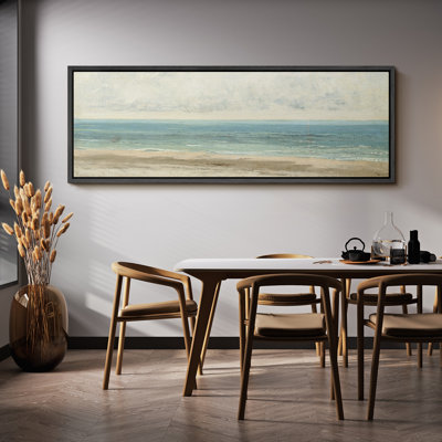 Coastal Beach " Serene Seaside Subtle Beach And Ocean Landscape Rustic Retro Art Decor Extra Large Pictures "