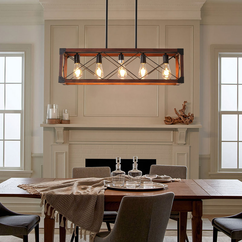5-Light Kitchen Island Pendant, Red