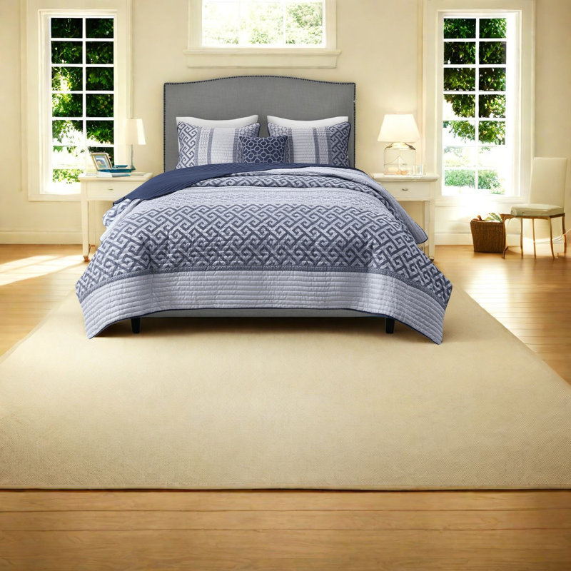 Ensemble de literie luxueux en jacquard bleu marine, polyester de qualité supérieure, style classique pour toutes les saisons
