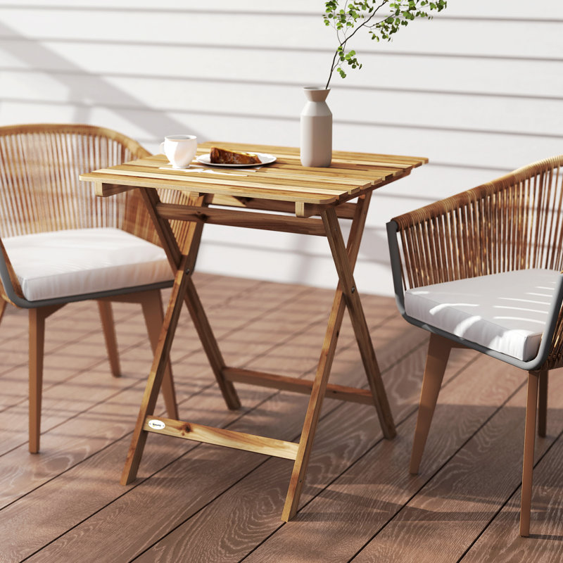 Outsunny Outdoor Coffee Table Foldable Acacia Wood 62 x 60 cm Natural Wood