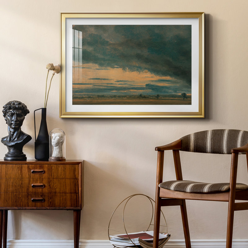 Stormy Landscape (Cloud Study)-John Constable-Framed Print with Mat and glass-c. 1820s, 22.5x30.5, Framed Print, Gold