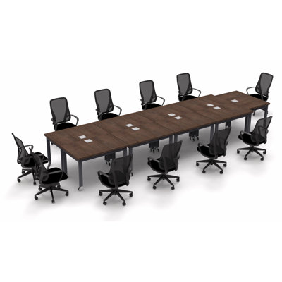 Albin 11 Person Conference Meeting Tables with 11 Chairs Complete Set by The Twillery Co.