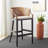 Morency Transitional Bar Stool - Mahogany Frame with Textured Rattan Backrest & Foam Cushion-417661971-417661973