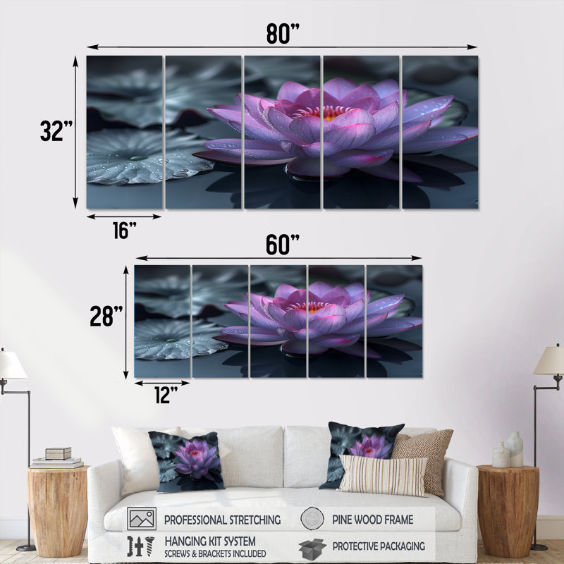 Ensemble de salon Aman - Lotus Wall Art, H 32 po x l 80 po