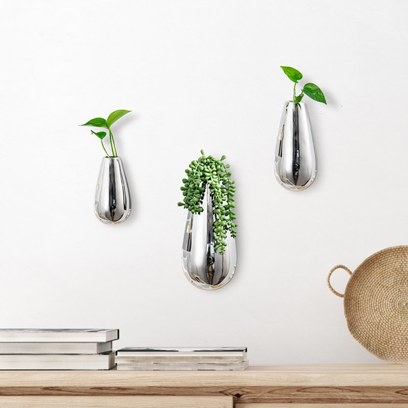 Ceramic Wall Planter, Silver
