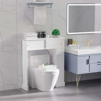 Armoire de rangement autoportante au-dessus de la toilette avec tablettes réglables et grand espace de rangement