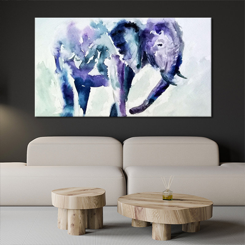 Colourful African Elephant - Wrapped Canvas Print, 31cm H x 51cm W