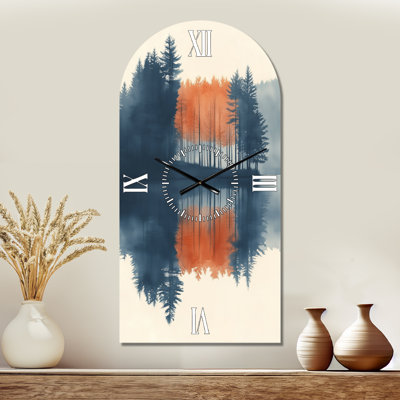 Horloge murale en métal Autumn Lake Glow III