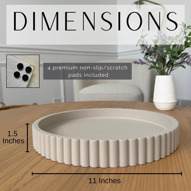 Round Decorative Tray For Coffee Table Tray Decor - Concrete Round Tray Home Decor Tray - Table Trays Decorative - Bandejas Decorativas - Centerpiece Tray