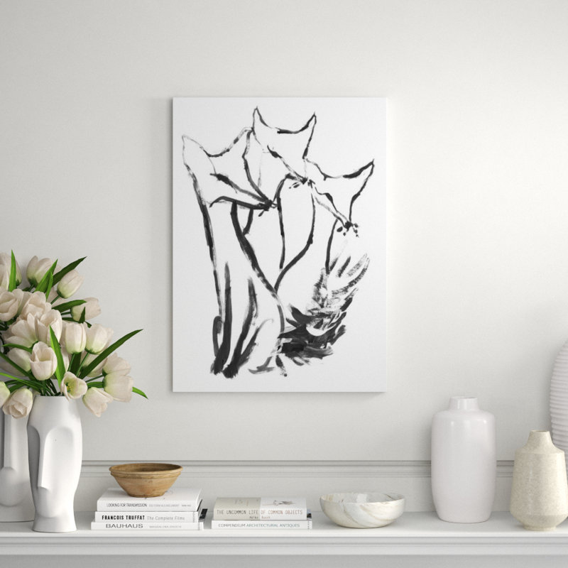 Leaning Fox III Painting by Fern Cassidy, Image Brush Gel, 33" H x 24" W x 1.5" D