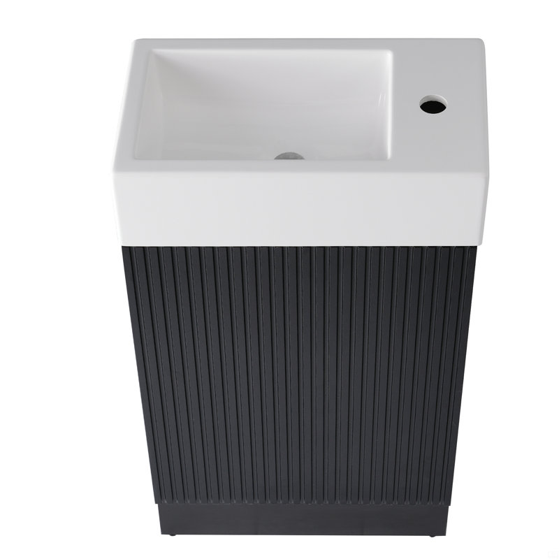 Meuble-lavabo 18,6 po avec meuble-lavabo et tablette à deux niveaux, Noir