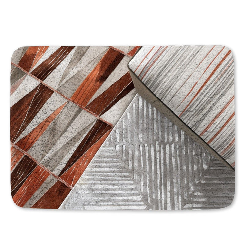 Tapis de bain rayé à motif de cubes, L 21 po x L 34 po