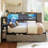 Twin Size Corner Bed Frame With Storage Drawers & Bookcase, Daybed With Charging Station & Led Lights-1684246408-1684246409
