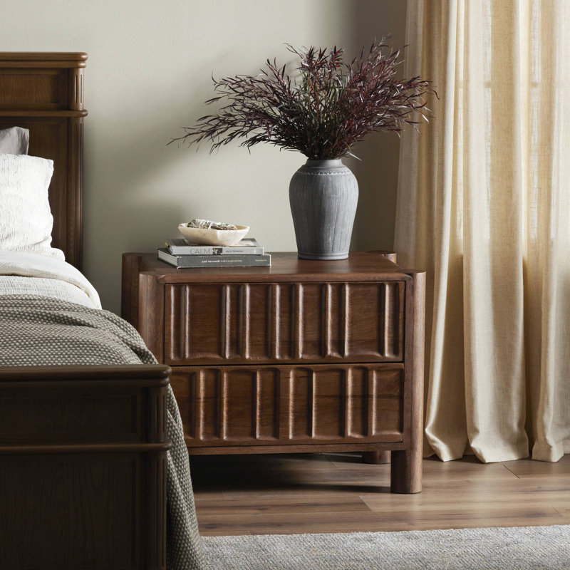 Ezri Nightstand-Cocoa Oak, Black
