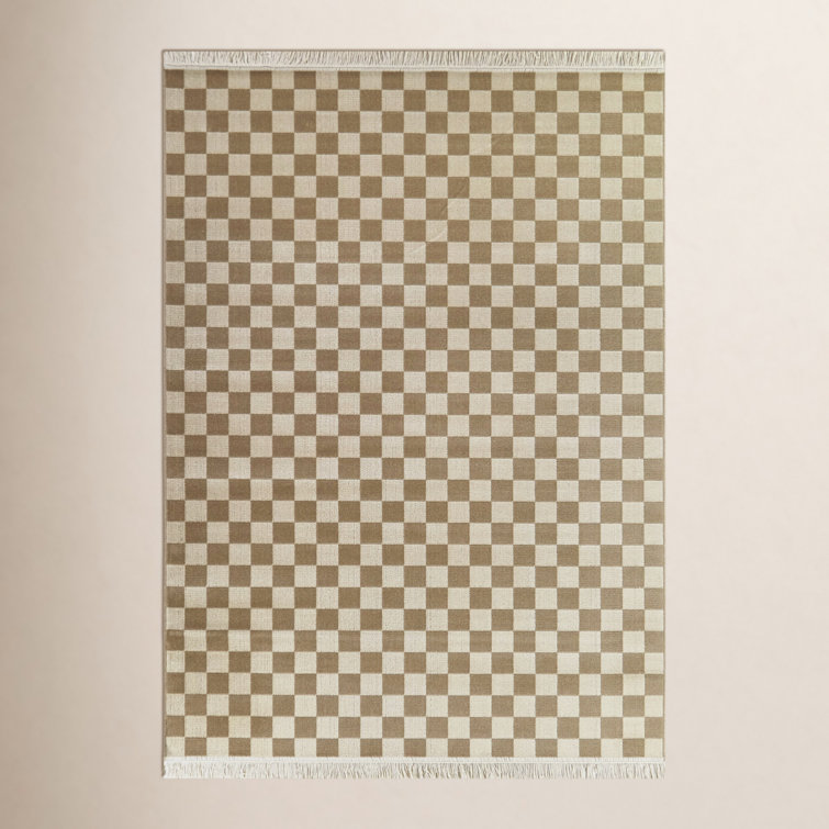 Habra Checkered Recycled Taupe / Ivory Rug