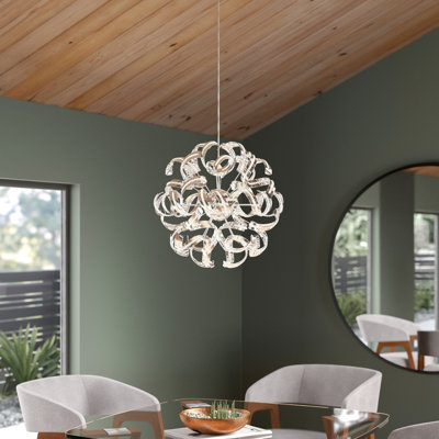 Lustre géométrique unique à 5 lumières avec détails en cristal Alfons