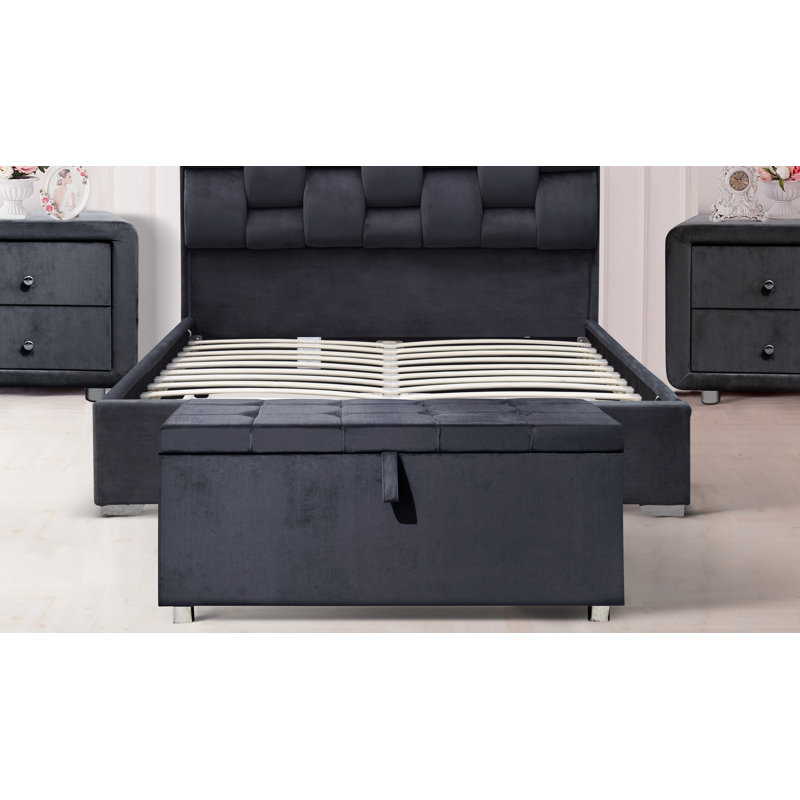 Claymore Upholstered Storage Bed, Double (4'6), Grey