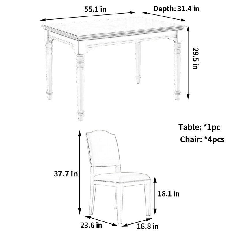 Table et chaises de style champêtre, Brown