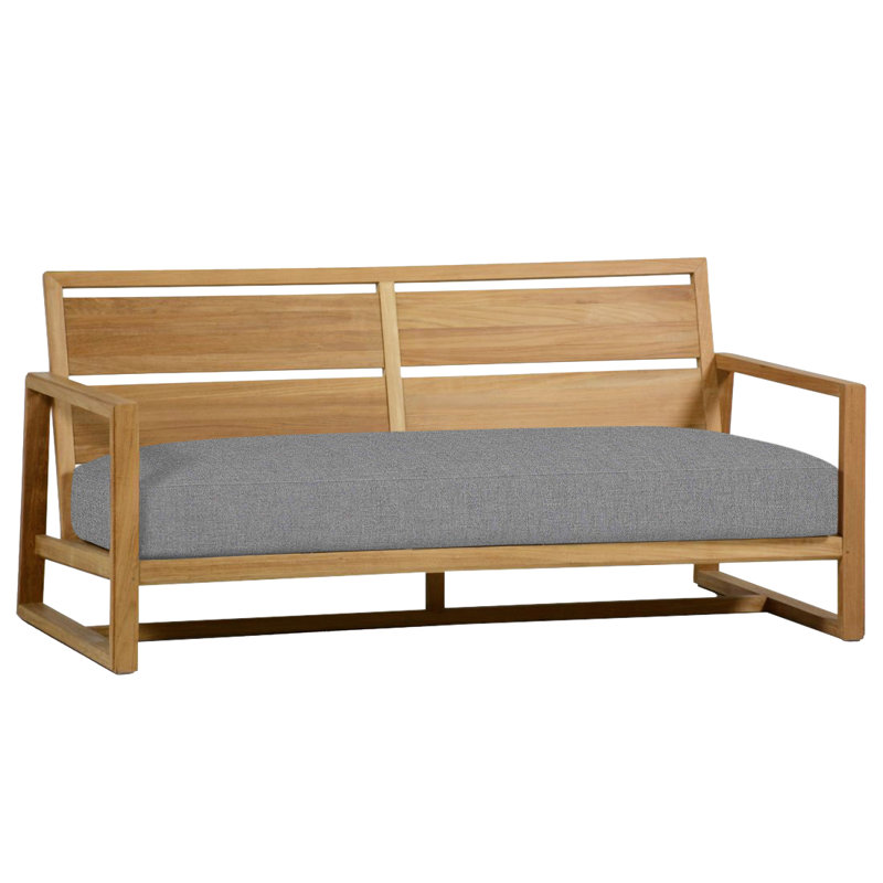 Avondale Teak Loveseat - Natural Teak, No Welt, Natural Teak, Verona Mist