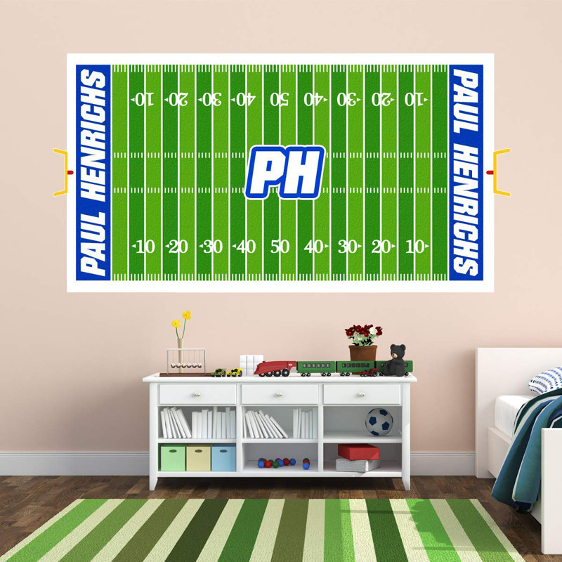 Adhésif décoratif champ de football personnalisé, 12 po x 24 po, Bleu