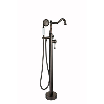 Topcraft Single Handle Floor Mounted Freestanding Tub Faucet with Handheld Shower, Oil Rubbed Bronze
