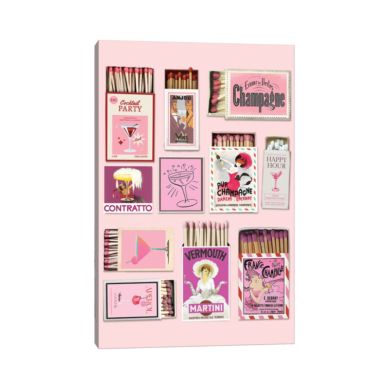 Matchbook Cocktails by CAD Designs - Gallery-Wrapped Canvas Giclée on Canvas, 101.6 cm H x 66.04 cm W x 3.175 cm D
