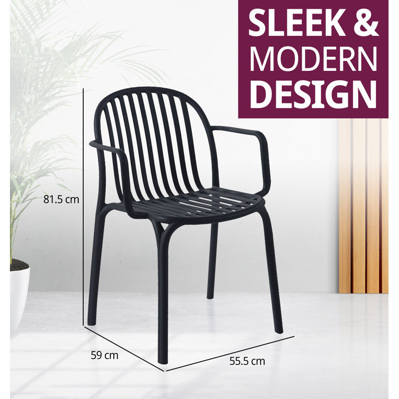 Kimbler Stacking Patio Dining Armchair, Black