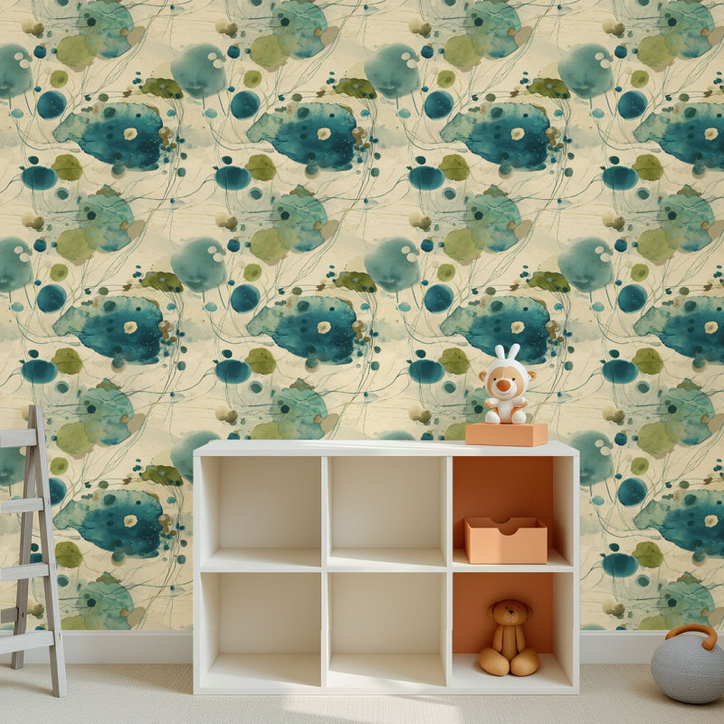 Papier peint adhésif peler et coller en PVC, revêtement mural auto-adhésif amovible avec aquarelle abstraite moderne, impression de décoration murale, imperméable pour la décoration intérieure - rouleau