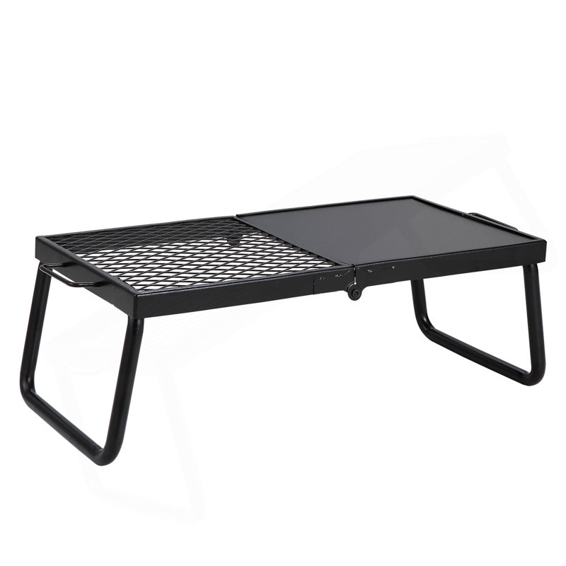 Gril de feu de camp pliant, grille en acier robuste, grilles de camping portatives de 22,4 po au-dessus d'un foyer, équipement de cuisson de feu de camp avec sac de transport pour pieds, grille de cuisson pour la cuisson à flamme nue à l'extérieur