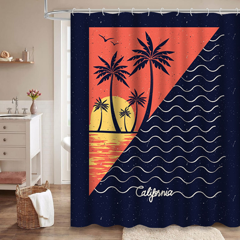 Rideau de douche Sunset Wave, L 72 po x l 84 po