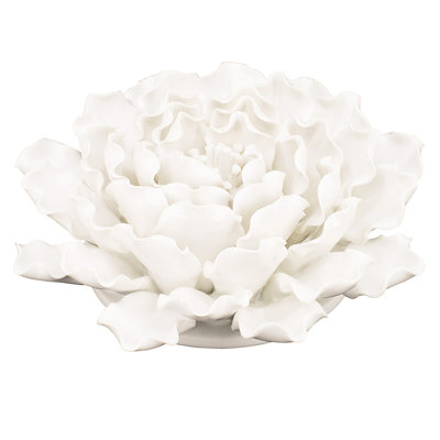 Handmade Decorative Wall Flower In Ceramic Cream - Enchanting Ornament Graceful Art