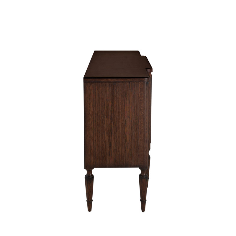 Mathis Wood Sideboard - 3 Shelves, Rustic Antique Oak/Aged Antique Brass