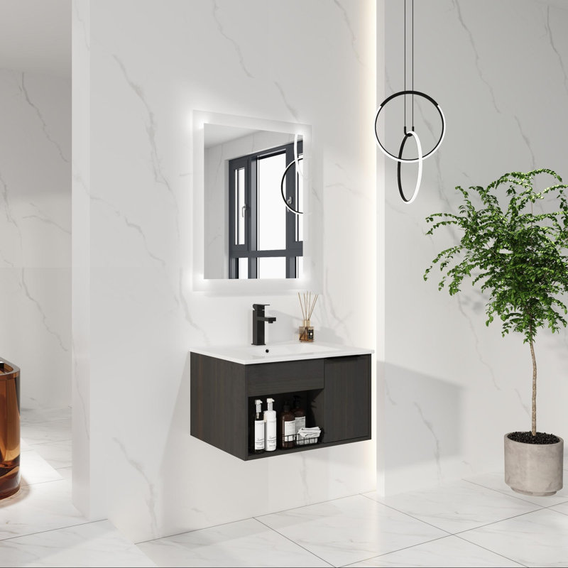 Single Bathroom Vanity with Ceramic Top, 24