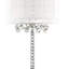 Lampe de table haute 30 po «Moiselle», accents argent et cristal, abat-jour argenté