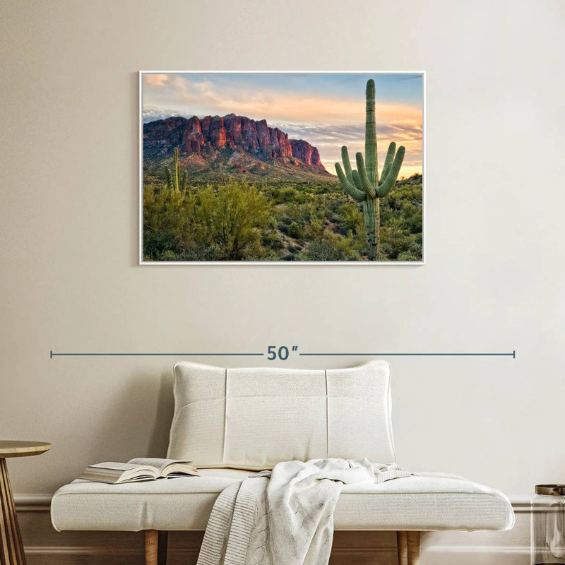 Cactus View II, Cadre flottant blanc, 37 po x 25 po