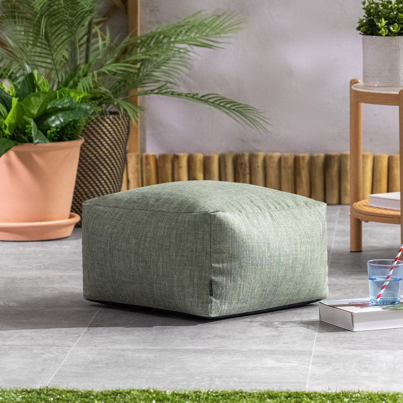Upholstered Outdoor Ottoman, Green