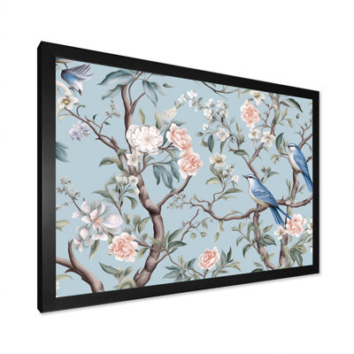 Chinoiserie, oiseaux et pivoines - art mural oiseau