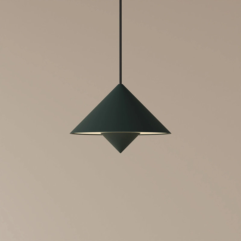 Jai Pendant Light, 14'' H x 9.84'' W x 9.84'' D, Walnut, Black