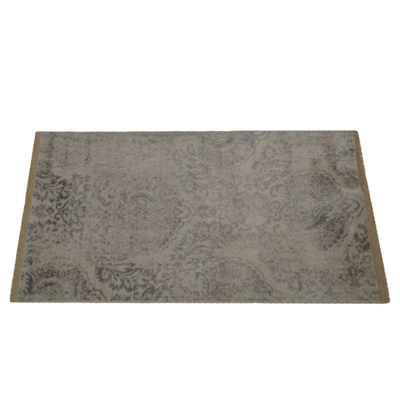 Tapis rectangulaires en polyester fabriqués à la machine | Tapis ivoire, conception orientale, tapis à poils courts fabriqués à la machine pour le salon, la chambre à coucher