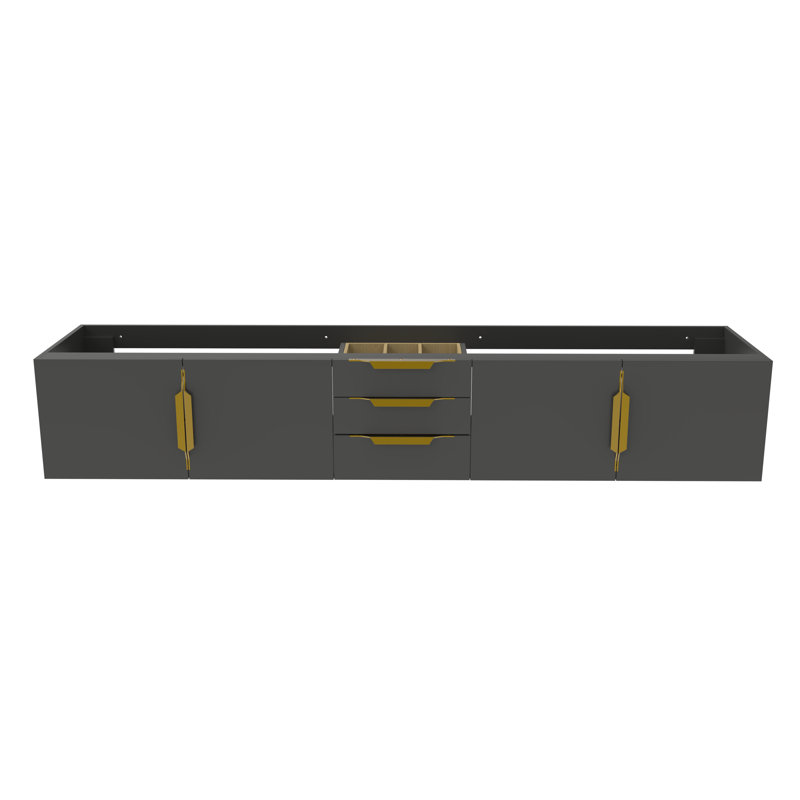  Base de meuble-lavabo double 84 po Alpine, Noir / or