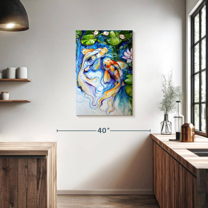 Brampt Koi Koi And Lily, 36" H x 24" W