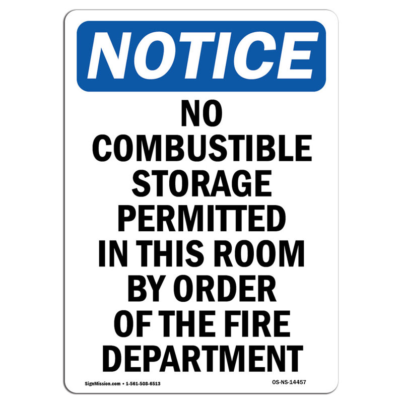 No Combustible Storage Permitted Sign